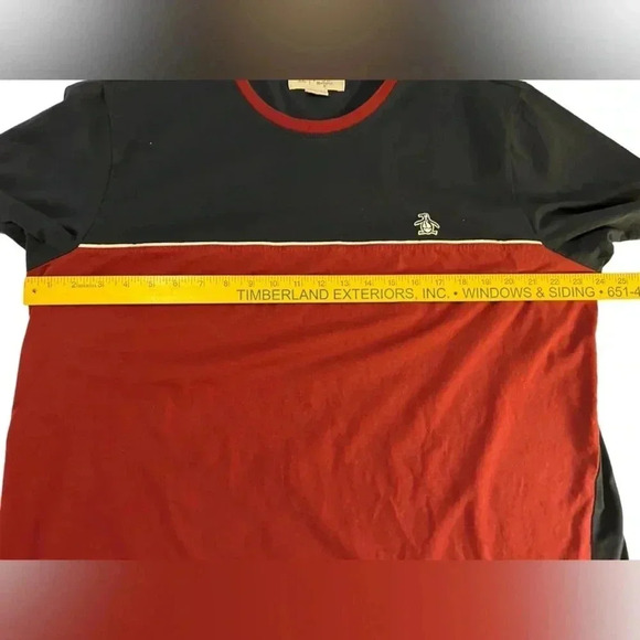 Original Penguin Men's Crew Neck Red and Blue Colorblock T Shirt Tee. Size: XXL. - Picture 7 of 10